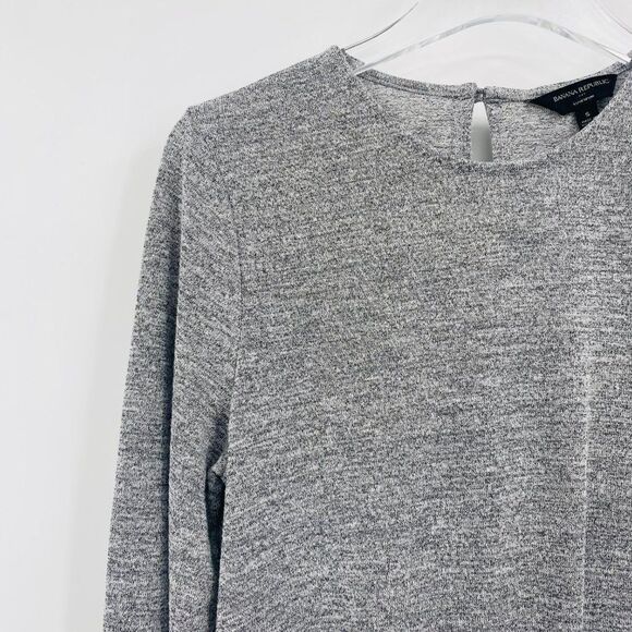 Banana Republic Size Small Heathered Gray Luxespun Thin Knit Long Sleeve Sweater - Picture 4 of 9